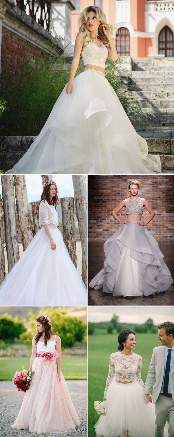 30 Jaw-Droppingly Crop Top Two-piece Wedding Dresses