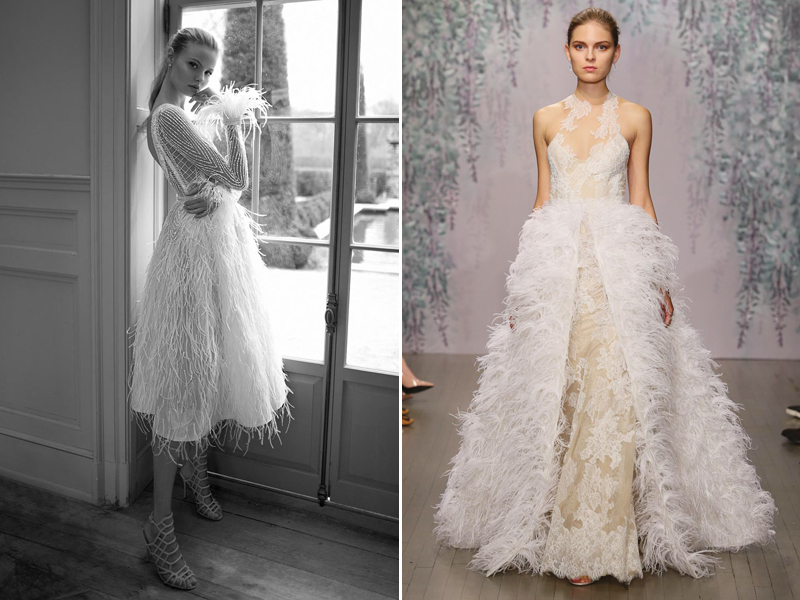 30 Gorgeous Wedding Dresses with Feather Details - Praise Wedding