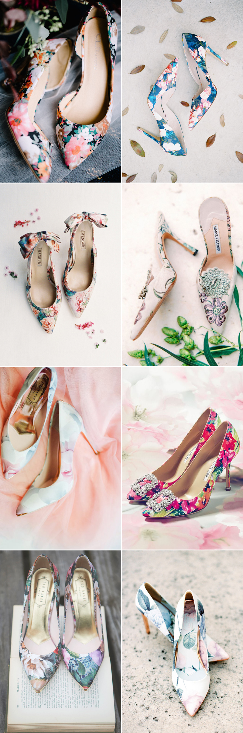 floral wedding shoes for bride