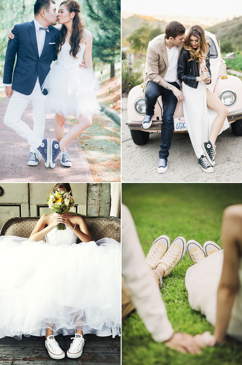 short wedding dress with sneakers