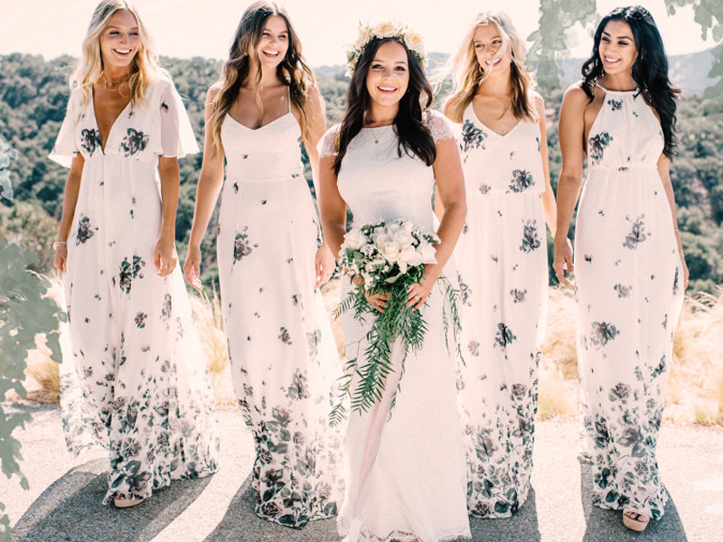floral gowns for bridesmaids