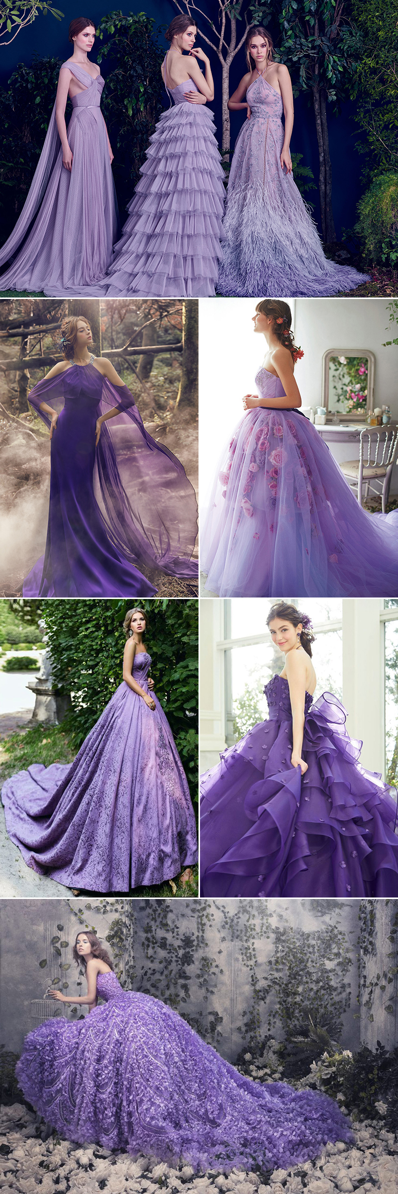 purple color wedding gown