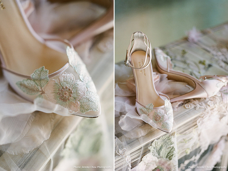 floral wedding shoes for bride