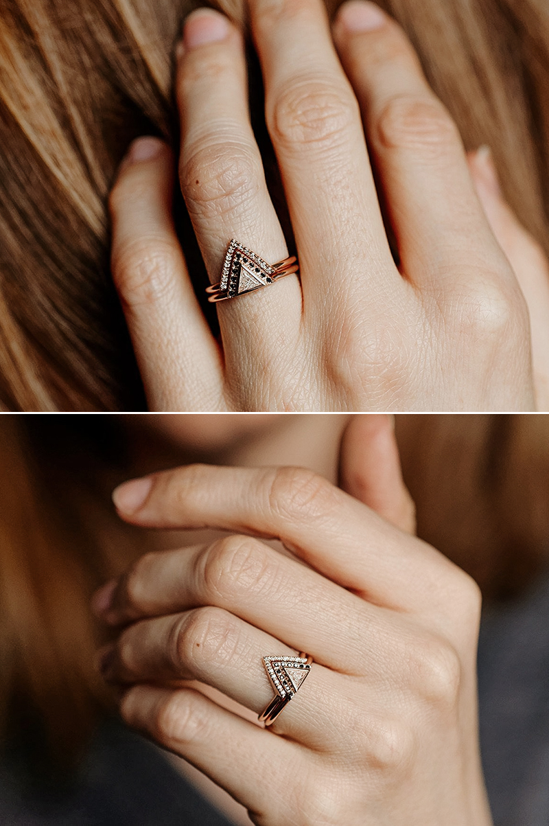 Modern Triangle Diamond Ring Set