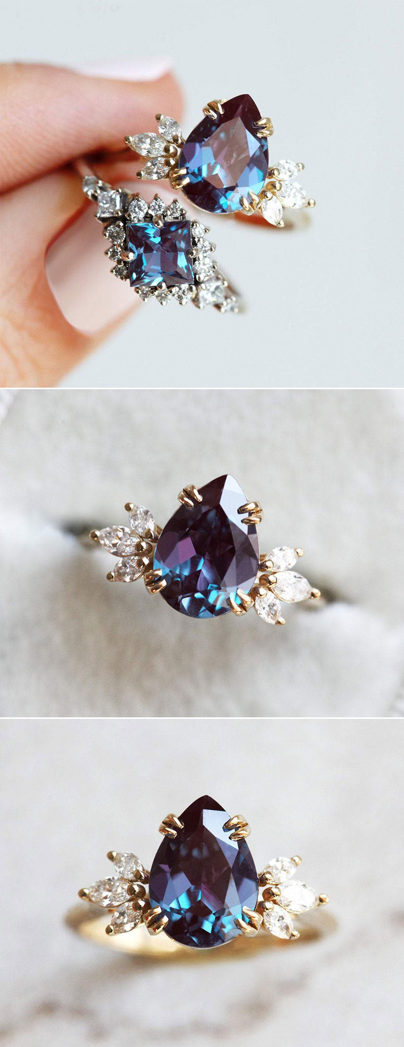 Vintage Style Baguette Three Stone Sapphire Engagement Rings – Bella's Fine  Jewelers